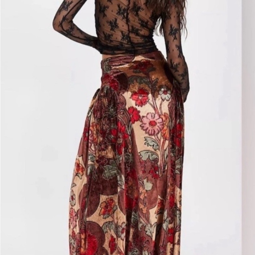 Floral Velvet Maxi Skirt